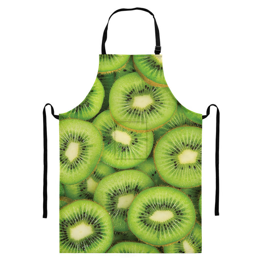 Kiwi Slices Print Bib Apron With Pocket