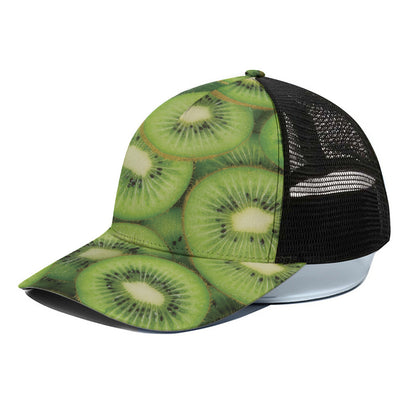 Kiwi Slices Print Black Mesh Trucker Cap