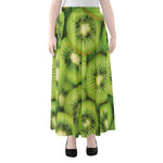 Kiwi Slices Print Chiffon Maxi Skirt