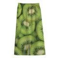 Kiwi Slices Print Cotton Front Slit Maxi Skirt