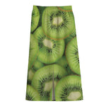 Kiwi Slices Print Cotton Front Slit Maxi Skirt