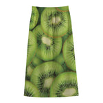Kiwi Slices Print Cotton Front Slit Maxi Skirt