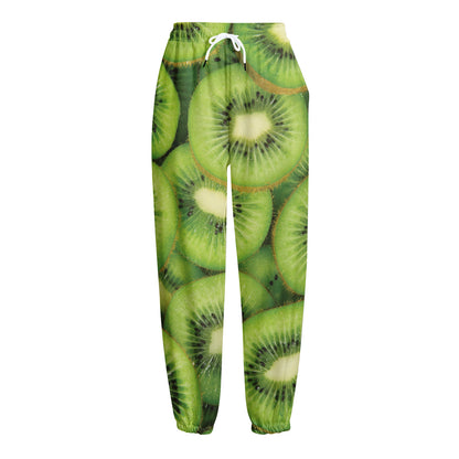 Kiwi Slices Print Fleece Lined Knit Pants