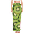 Kiwi Slices Print High Slit Maxi Skirt