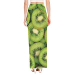 Kiwi Slices Print High Slit Maxi Skirt