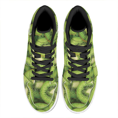 Kiwi Slices Print High Top Leather Sneakers