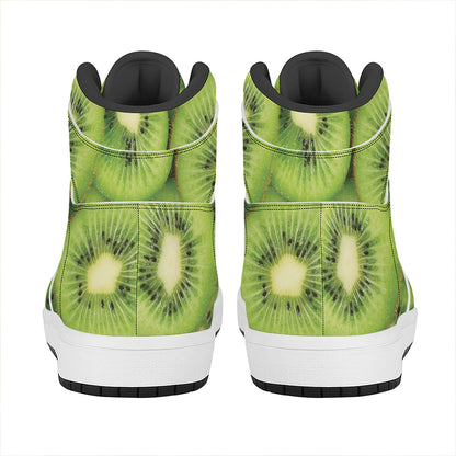 Kiwi Slices Print High Top Leather Sneakers