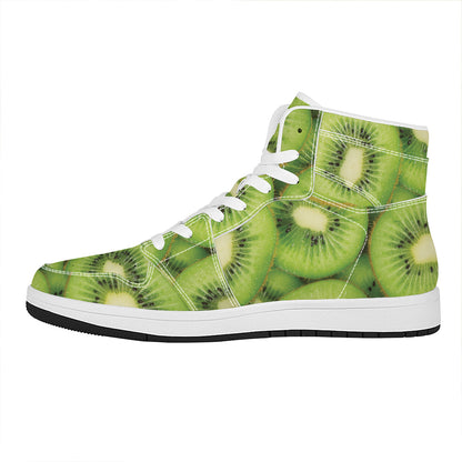 Kiwi Slices Print High Top Leather Sneakers