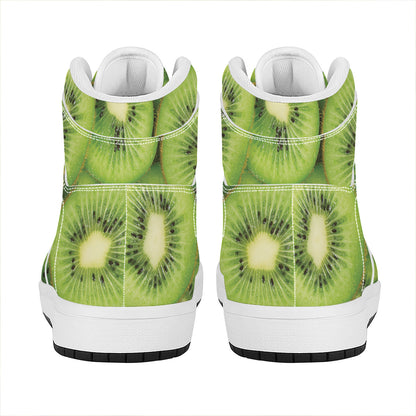 Kiwi Slices Print High Top Leather Sneakers