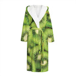 Kiwi Slices Print Hooded Bathrobe