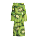 Kiwi Slices Print Hooded Bathrobe