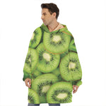 Kiwi Slices Print Hoodie Blanket