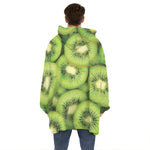 Kiwi Slices Print Hoodie Blanket