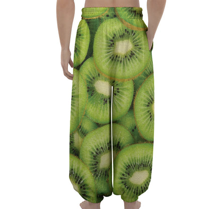 Kiwi Slices Print Lantern Pants