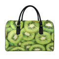 Kiwi Slices Print Leather Duffel Bag