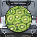 Kiwi Slices Print Leather Spare Tire Cover