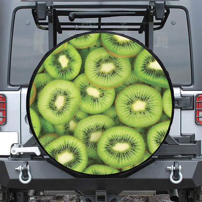 Kiwi Slices Print Leather Spare Tire Cover