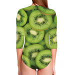 Kiwi Slices Print Long Sleeve Swimsuit