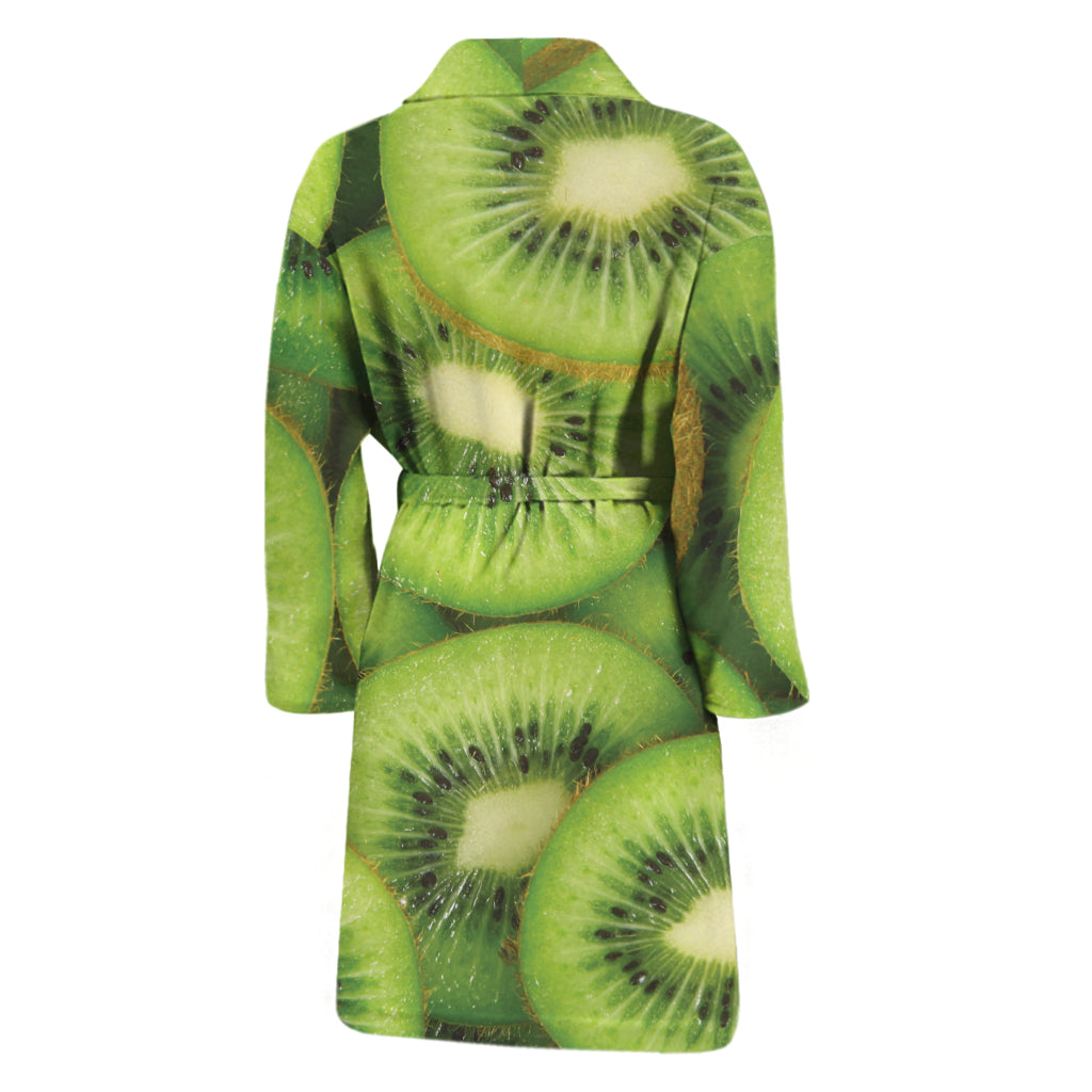 Kiwi Slices Print Men's Bathrobe