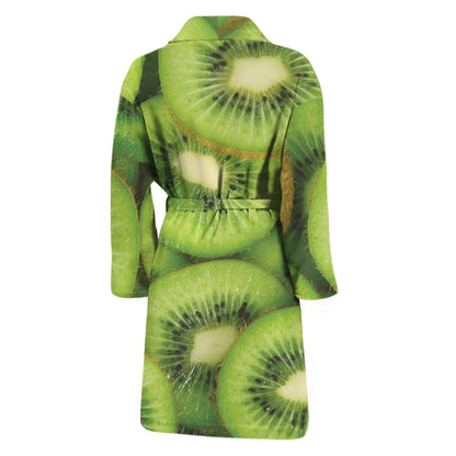 Kiwi Slices Print Men's Bathrobe