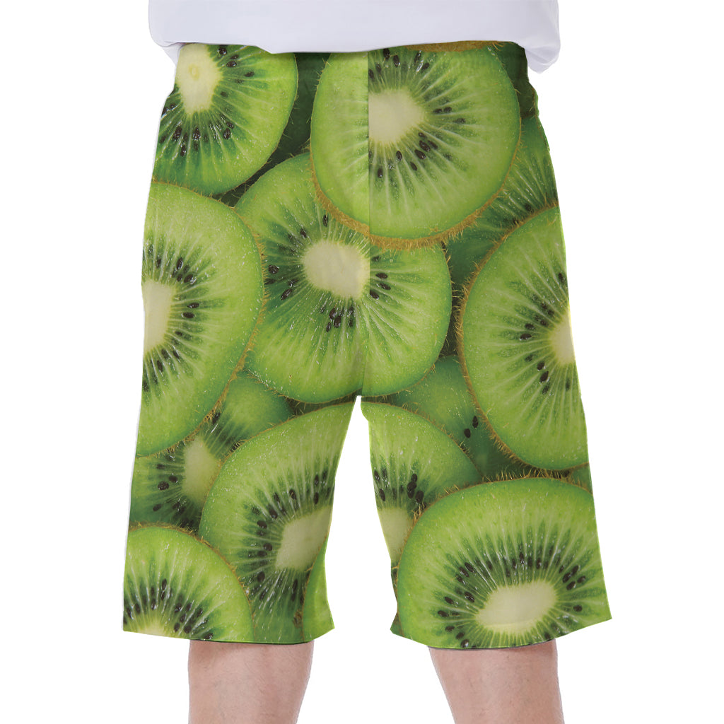 Kiwi Slices Print Men's Beach Shorts
