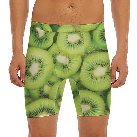 Kiwi Slices Print Men's Long Boxer Briefs