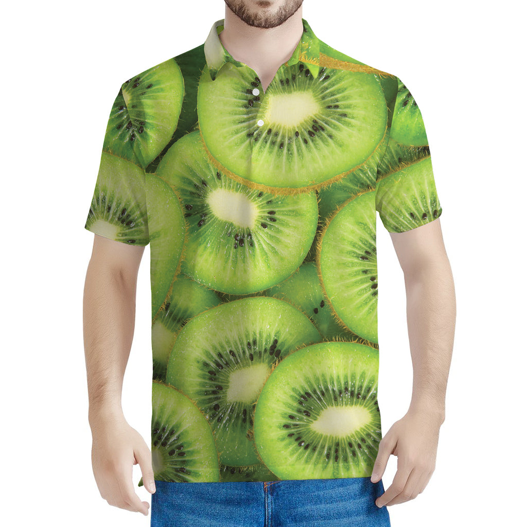 Kiwi Slices Print Men's Polo Shirt