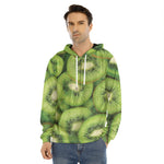 Kiwi Slices Print Men's Velvet Pullover Hoodie