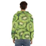 Kiwi Slices Print Men's Velvet Pullover Hoodie