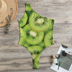 Kiwi Slices Print One Shoulder Bodysuit