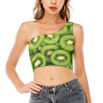 Kiwi Slices Print One Shoulder Crop Top