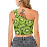 Kiwi Slices Print One Shoulder Crop Top
