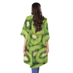 Kiwi Slices Print Open Front Beach Cover Up