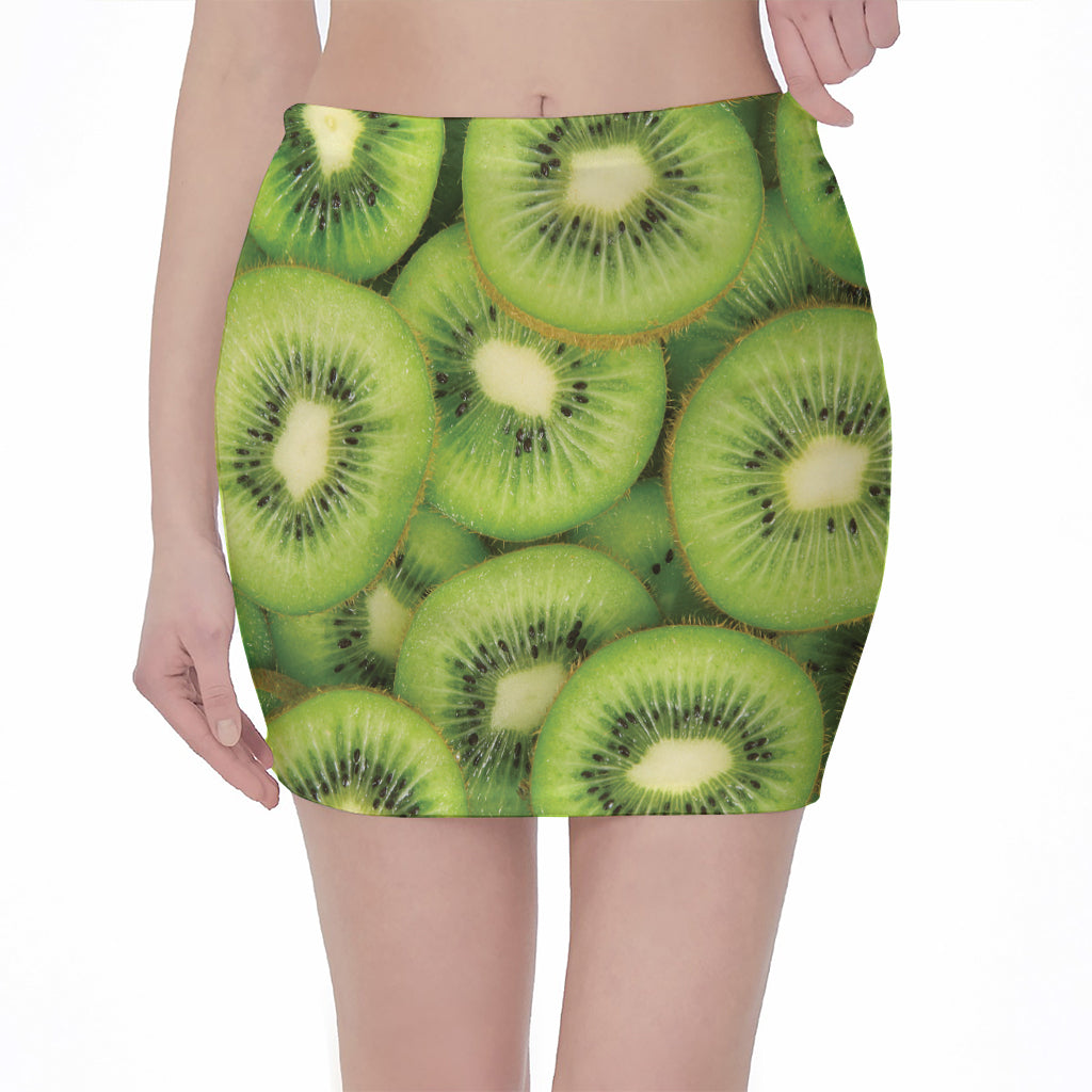 Kiwi Slices Print Pencil Mini Skirt