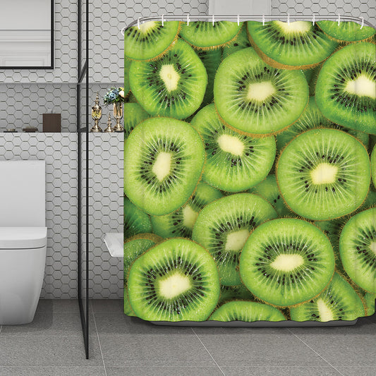 Kiwi Slices Print Polyester Shower Curtain