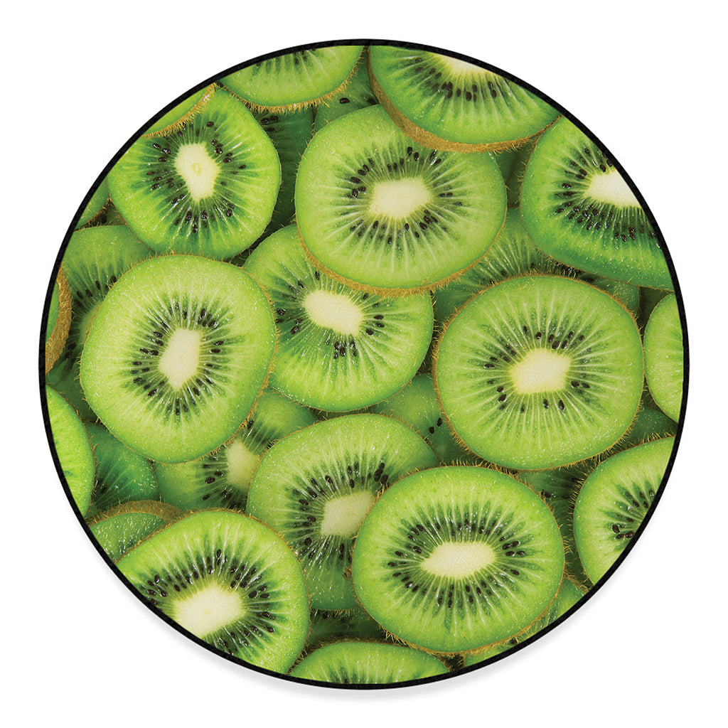 Kiwi Slices Print Round Floor Mat