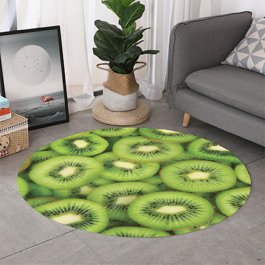 Kiwi Slices Print Round Rug