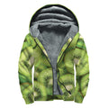 Kiwi Slices Print Sherpa Lined Zip Up Hoodie