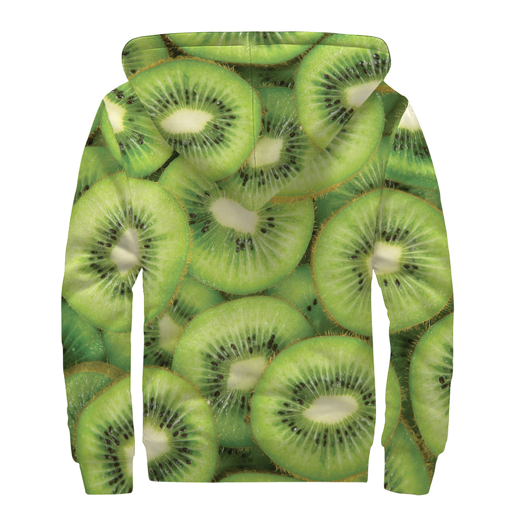 Kiwi Slices Print Sherpa Lined Zip Up Hoodie