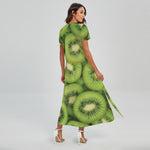 Kiwi Slices Print Short Sleeve Maxi Dress