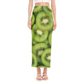 Kiwi Slices Print Side Slit Maxi Skirt