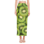 Kiwi Slices Print Side Slit Maxi Skirt