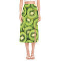 Kiwi Slices Print Side Slit Midi Skirt