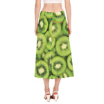 Kiwi Slices Print Side Slit Midi Skirt