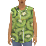 Kiwi Slices Print Sleeveless Baseball Jersey