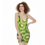 Kiwi Slices Print Sleeveless Bodycon Dress