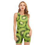 Kiwi Slices Print Sleeveless One Piece Swimsuit