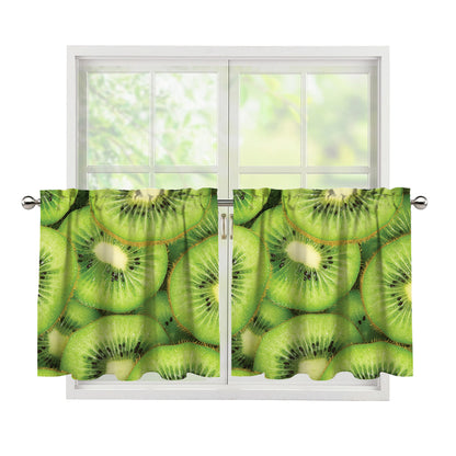 Kiwi Slices Print Tier Curtains