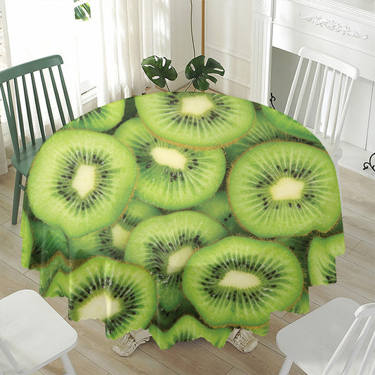 Kiwi Slices Print Waterproof Round Tablecloth