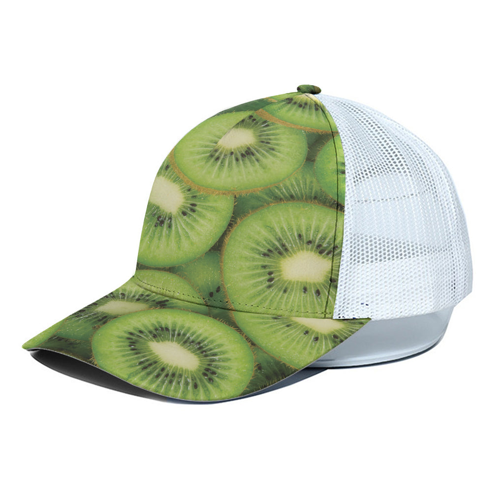 Kiwi Slices Print White Mesh Trucker Cap